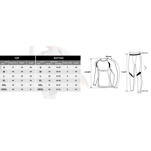 Muezna Mens XXXL Thermal Top and Bottom Set Underwear Base Layer Fleece Lined - Picture 5 of 5